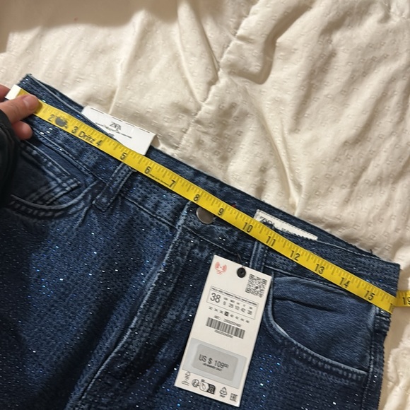 Zara Women High Waist Bootcut Rhinestone Embellished Jeans 2024 - Picture 14 of 15
